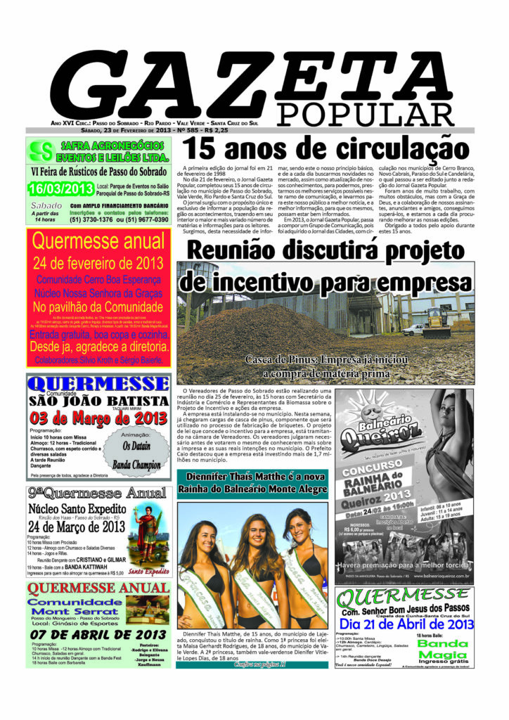 Capa de Gazeta Popular — Edição 585 — 23 de fevereiro de 2013