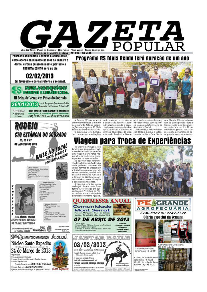 Capa de Gazeta Popular — Edição 581 — 19 de janeiro de 2013