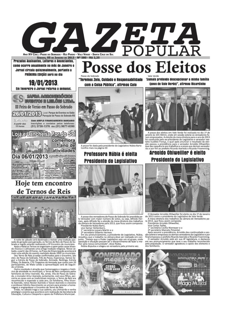 Capa de Gazeta Popular — Edição 580 — 05 de janeiro de 2013