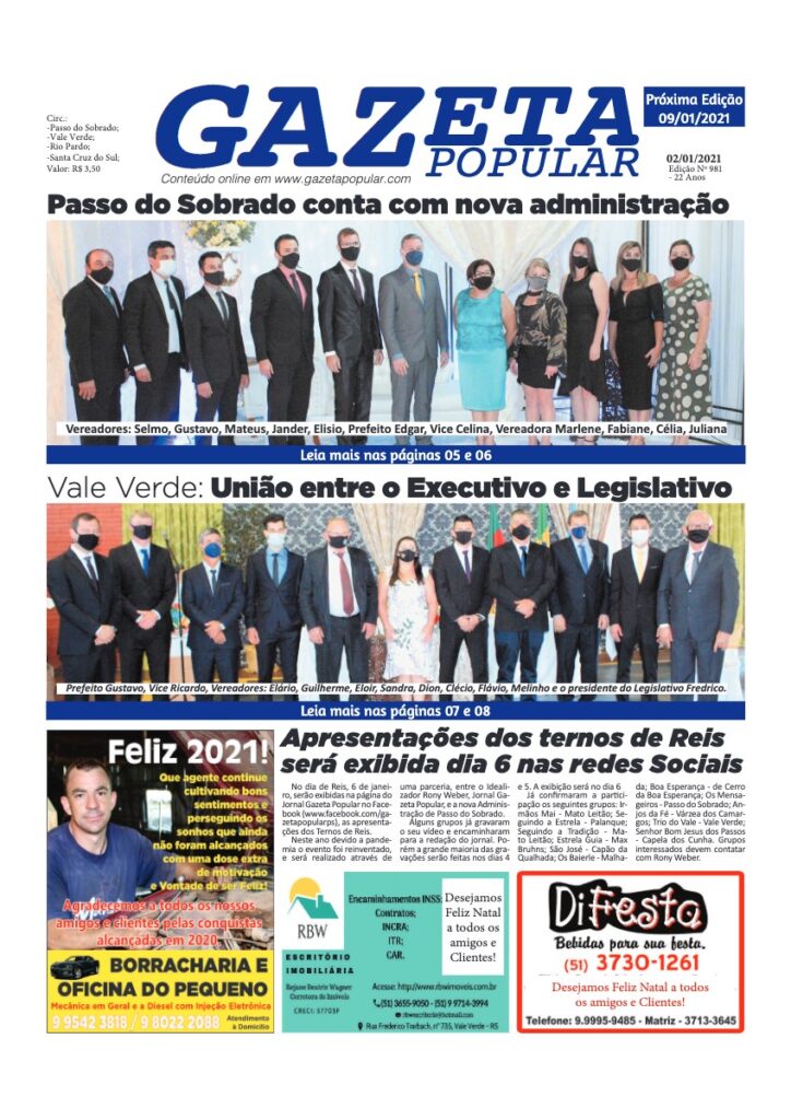 Capa de Gazeta Popular — Edição 981 — 02/01/2021