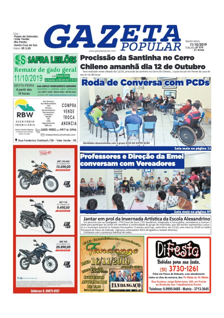Capa de Gazeta Popular — Edição 919 — 11/10/2019