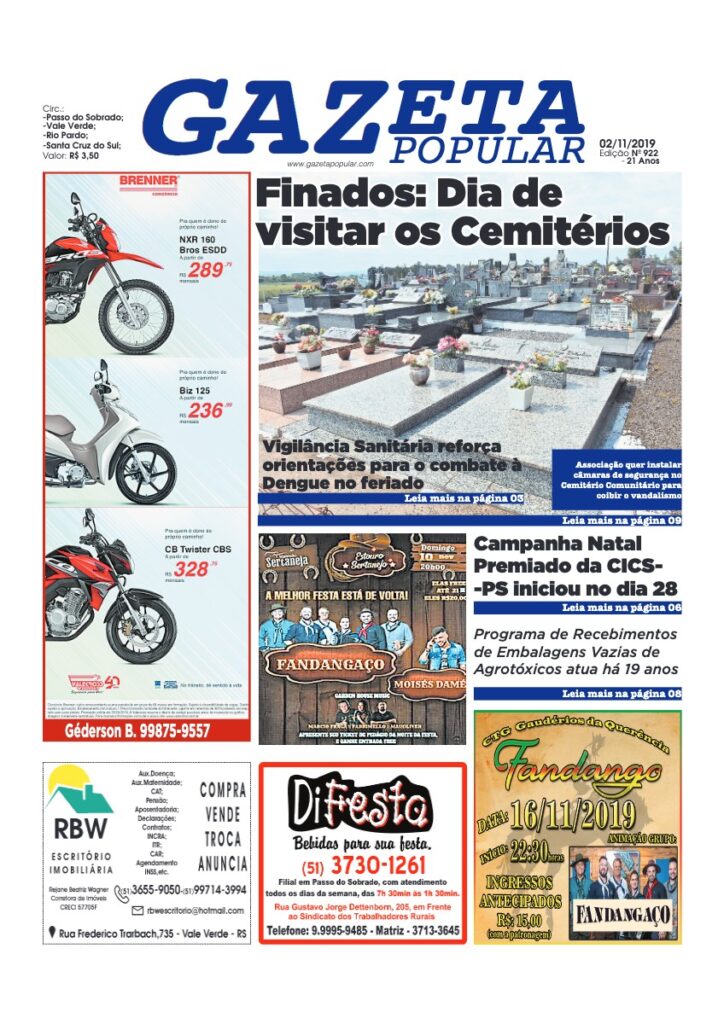 Capa de Gazeta Popular — Edição 922 — 02/11/2019