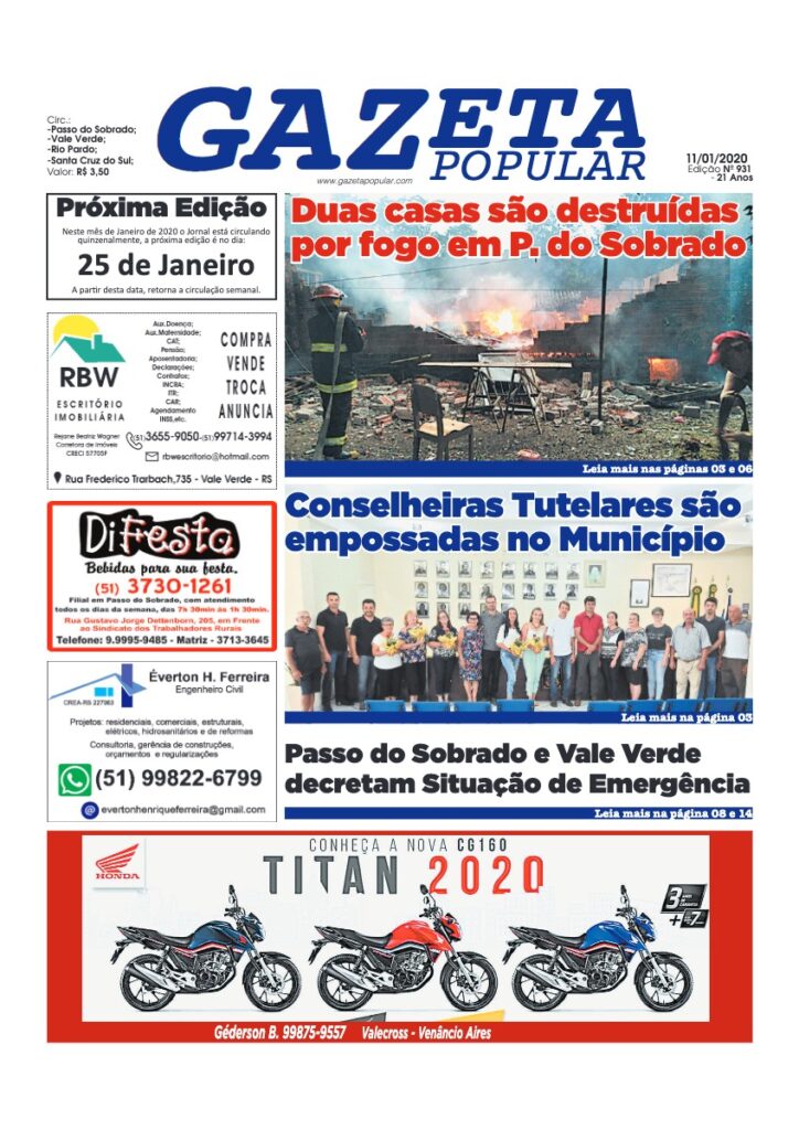Capa de Gazeta Popular — Edição 931 — 11/01/2020