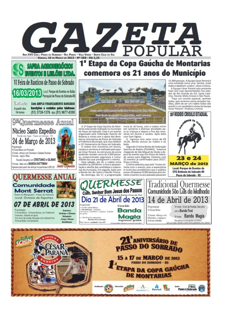 Capa de Gazeta Popular — Edição 588 — 16/03/2013