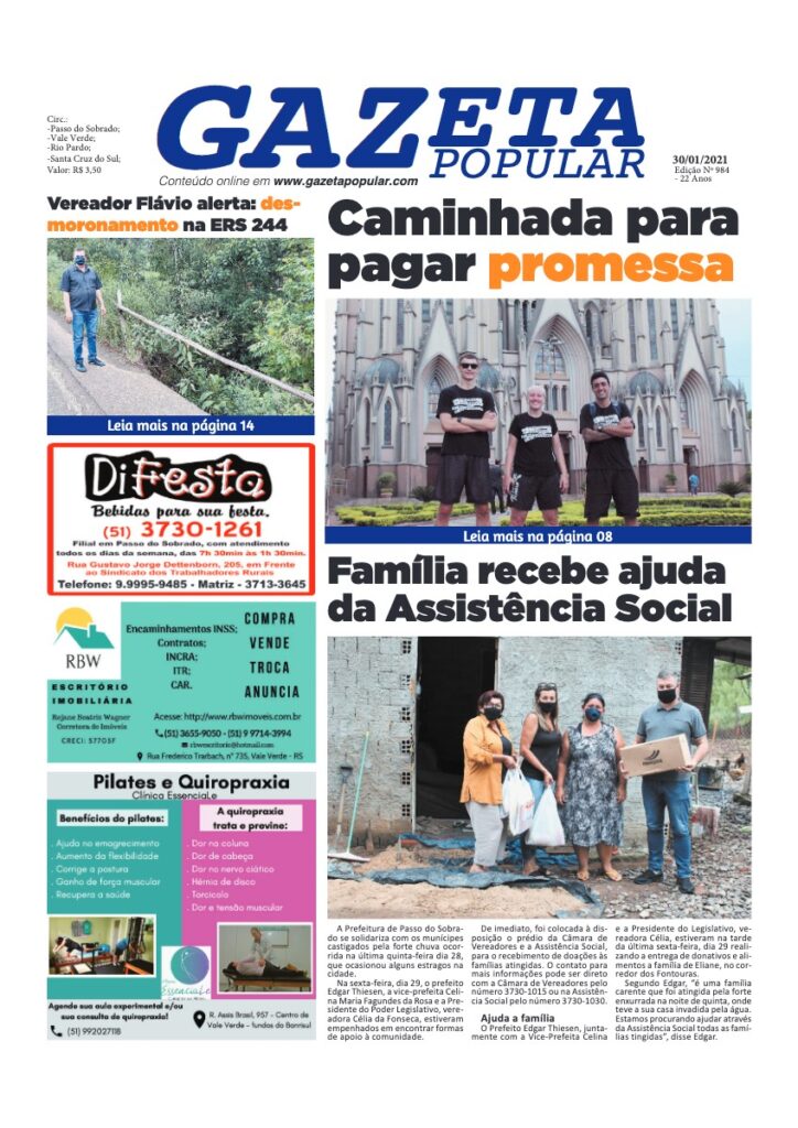 Capa de Gazeta Popular — Edição 984 — 30/01/2021