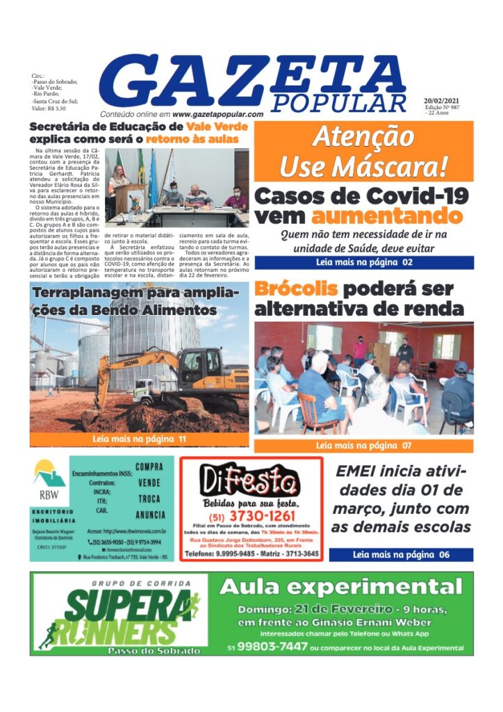 Capa de Gazeta Popular — Edição 987 — 20/02/2021