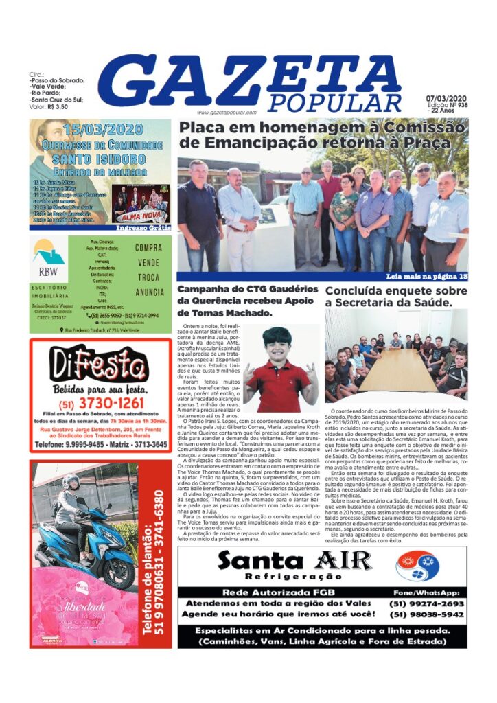 Capa de Gazeta Popular — Edição 938 — 07/03/2020