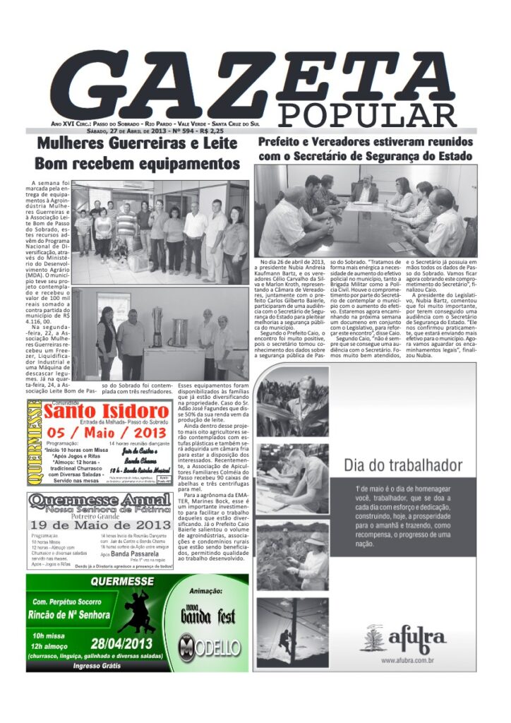 Capa de Gazeta Popular — Edição 594 — 27/04/2013