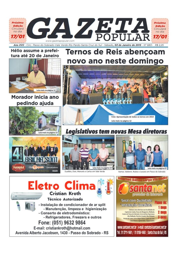 Capa de Gazeta Popular — Edição 680 — 03/01/2015