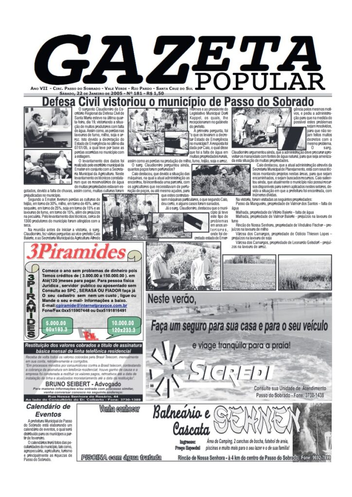 Capa de Gazeta Popular — Edição 181 — 22/01/2005