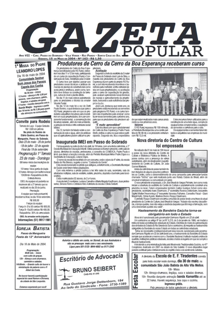 Capa de Gazeta Popular — Edição 163 — 15/05/2004