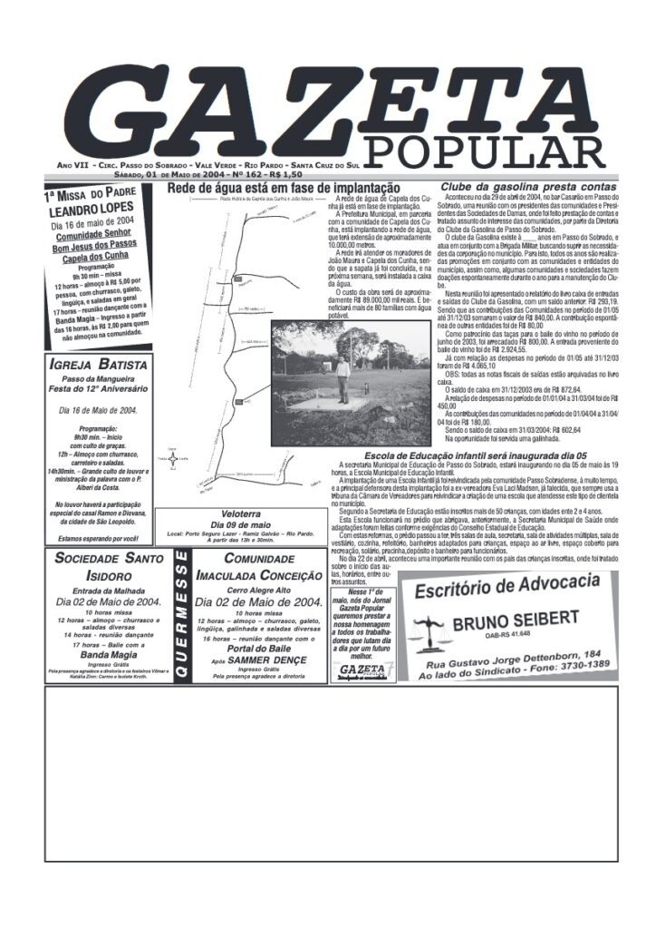 Capa de Gazeta Popular — Edição 162 — 02/05/2004